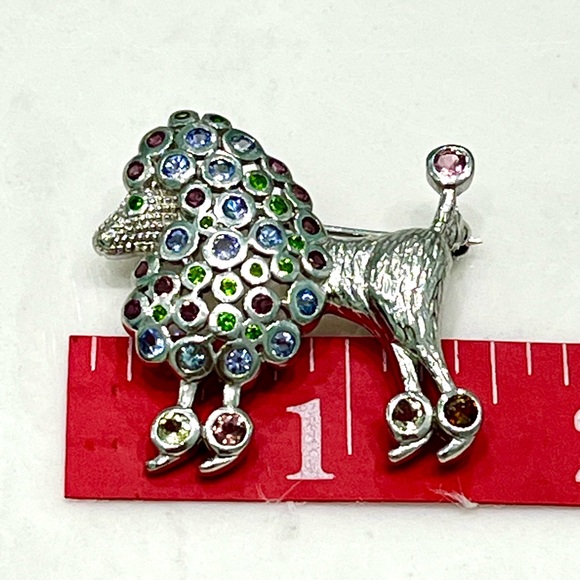 Sapphire Tanzanite Garnet 14KGP Poodle Brooch - Picture 5 of 5
